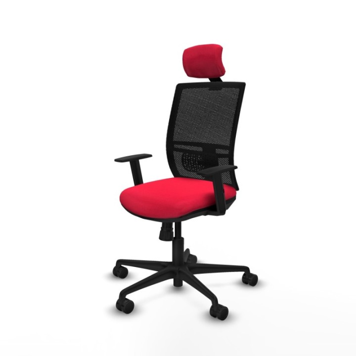 Yunquera sincro malla negra bali rojo brazos 1D base nailon cabecero 1D ruedas 65mm nailon