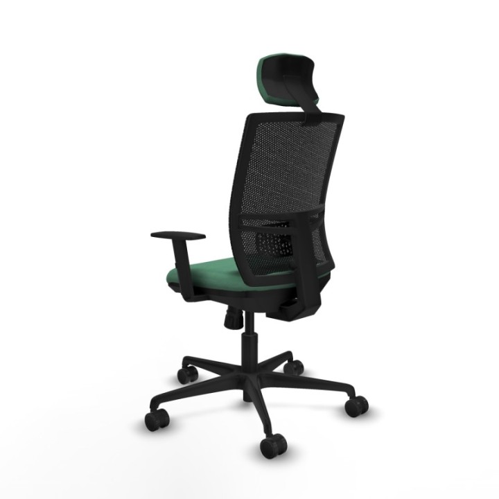 Yunquera sincro malla negra bali verde esmeralda brazos 1D base nailon cabecero 1D ruedas 65mm nailon