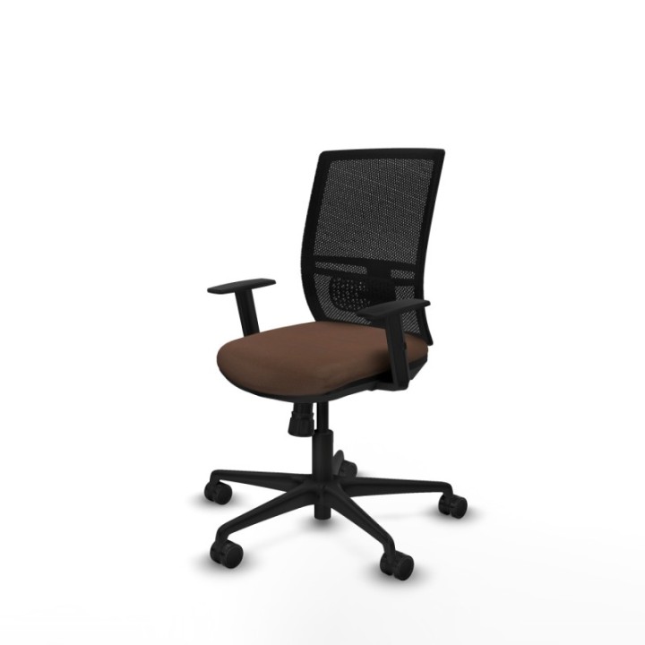 Yunquera sincro malla negra bali marrón oscuro brazos 1D base nailon ruedas 65mm nailon