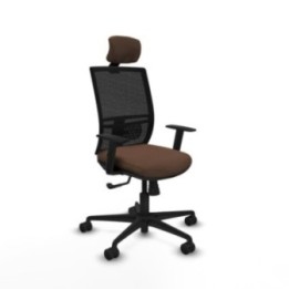 Yunquera sincro malla negra bali marrón oscuro brazos 1D base nailon cabecero 1D ruedas 65mm nailon