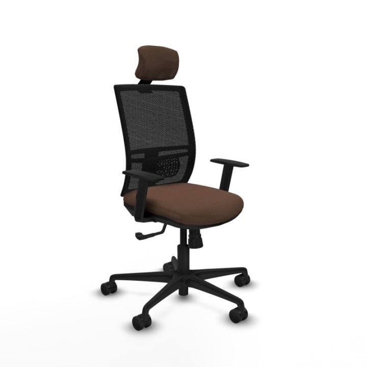 Yunquera sincro malla negra bali marrón oscuro brazos 1D base nailon cabecero 1D ruedas 65mm nailon