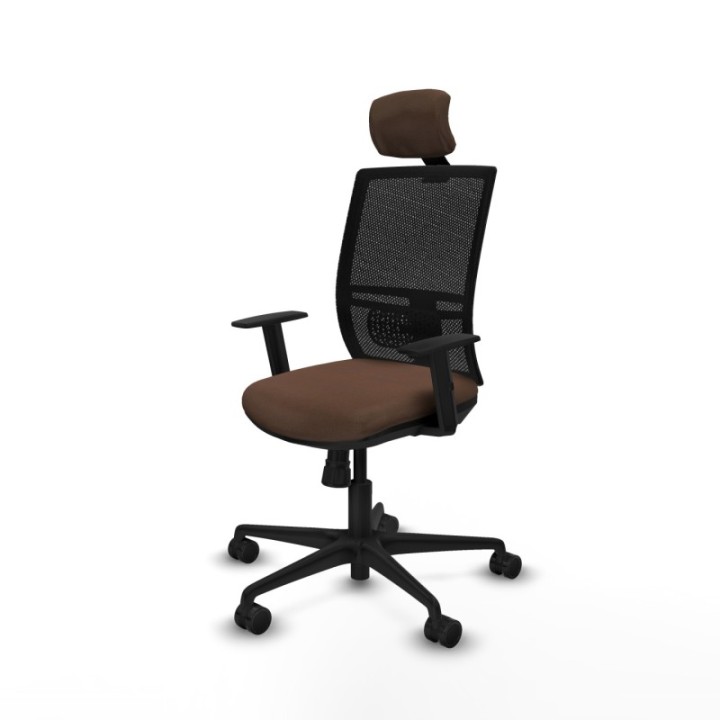 Yunquera sincro malla negra bali marrón oscuro brazos 1D base nailon cabecero 1D ruedas 65mm nailon