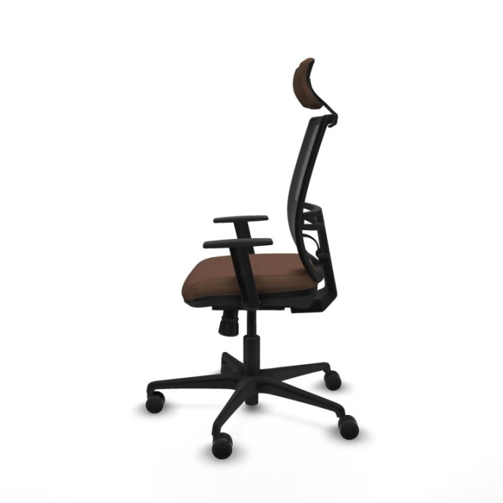 Yunquera sincro malla negra bali marrón oscuro brazos 1D base nailon cabecero 1D ruedas 65mm nailon