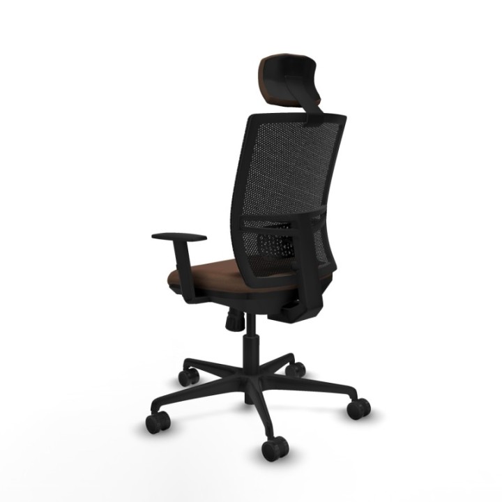 Yunquera sincro malla negra bali marrón oscuro brazos 1D base nailon cabecero 1D ruedas 65mm nailon