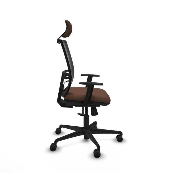 Yunquera sincro malla negra bali marrón oscuro brazos 1D base nailon cabecero 1D ruedas 65mm nailon