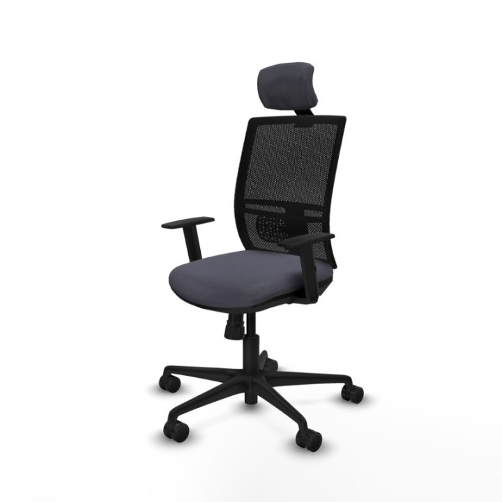 Yunquera sincro malla negra bali gris oscuro brazos 1D base nailon cabecero 1D ruedas 65mm nailon