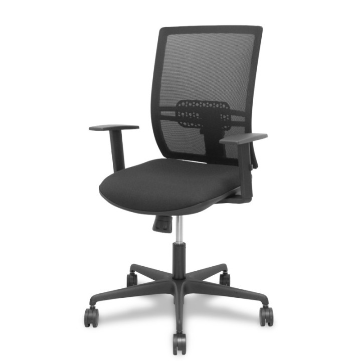 Silla Yunquera sincro malla negra bali negro brazo regulable.