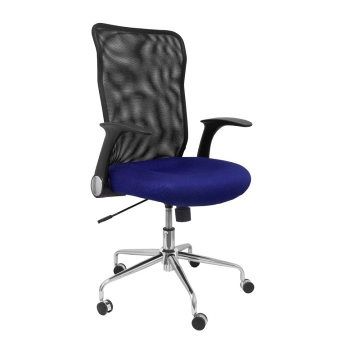 Silla Minaya respaldo malla negro asiento 3D azul