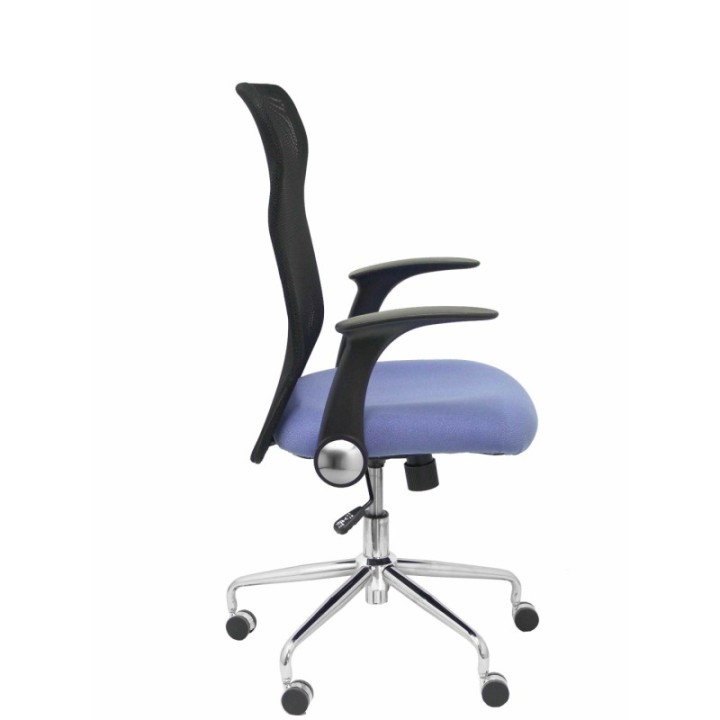 Silla Minaya respaldo malla negro asiento bali azul claro