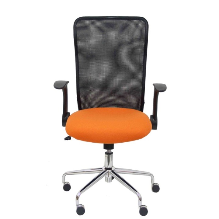 Silla Minaya respaldo malla negro asiento bali naranja
