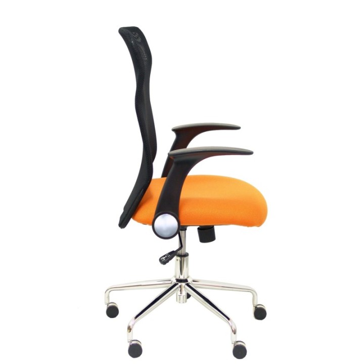 Silla Minaya respaldo malla negro asiento bali naranja