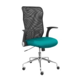 Silla Minaya respaldo malla negro asiento bali turquesa