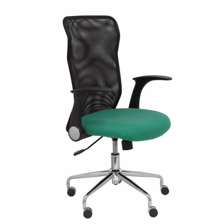 Silla Minaya respaldo malla negro asiento bali verde esmeralda