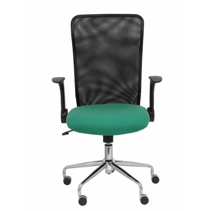 Silla Minaya respaldo malla negro asiento bali verde esmeralda