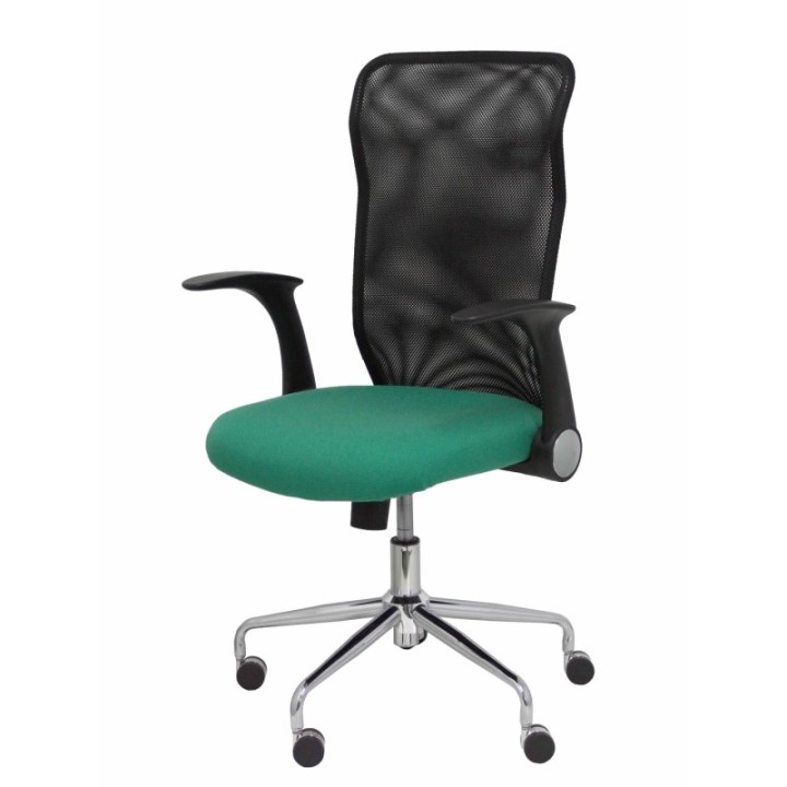 Silla Minaya respaldo malla negro asiento bali verde esmeralda