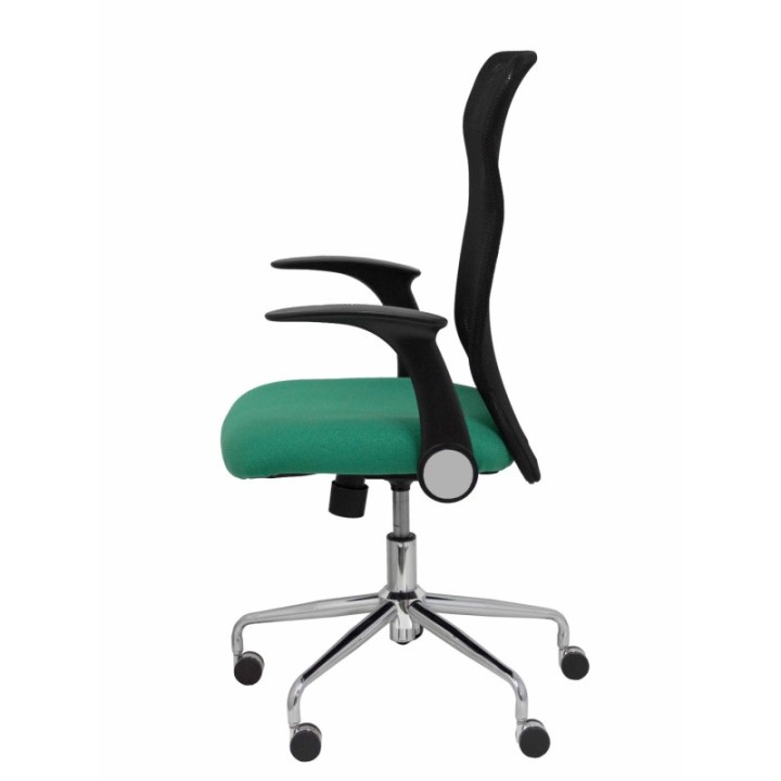 Silla Minaya respaldo malla negro asiento bali verde esmeralda