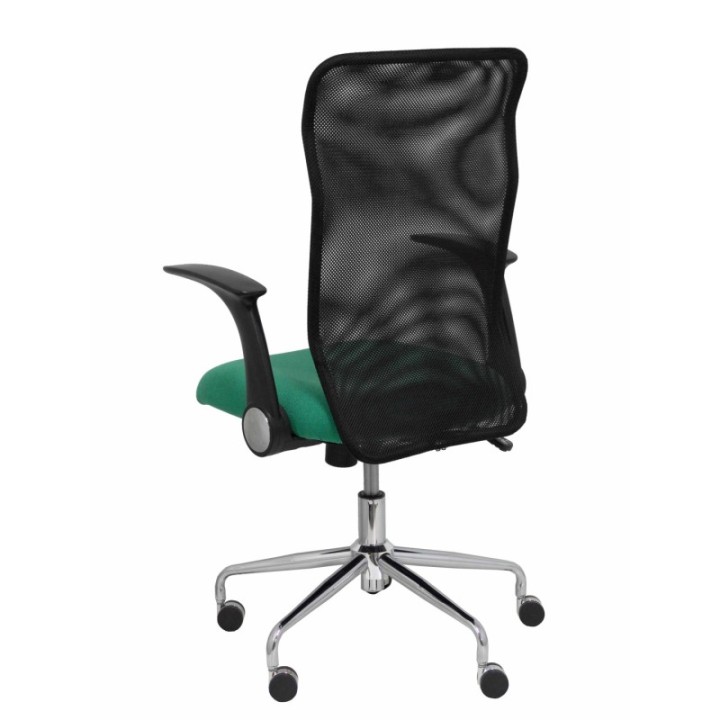 Silla Minaya respaldo malla negro asiento bali verde esmeralda