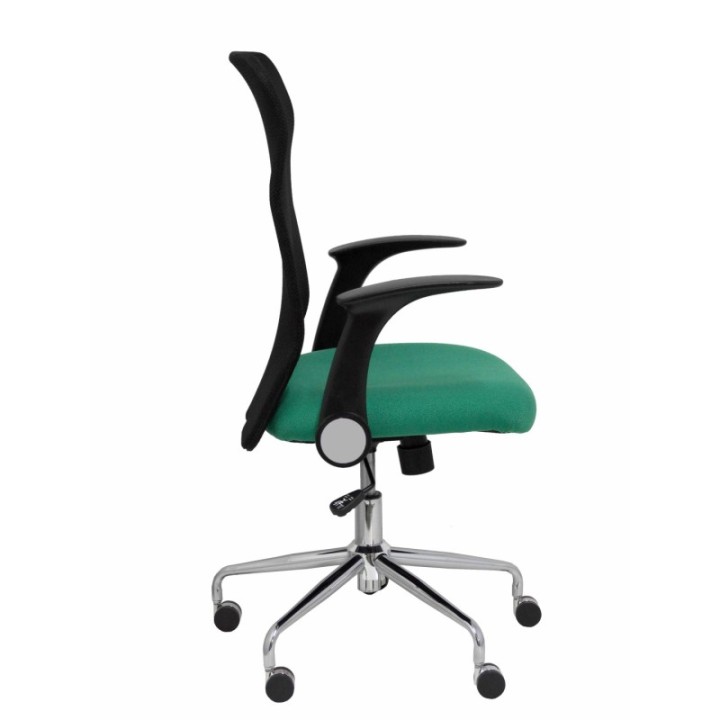 Silla Minaya respaldo malla negro asiento bali verde esmeralda