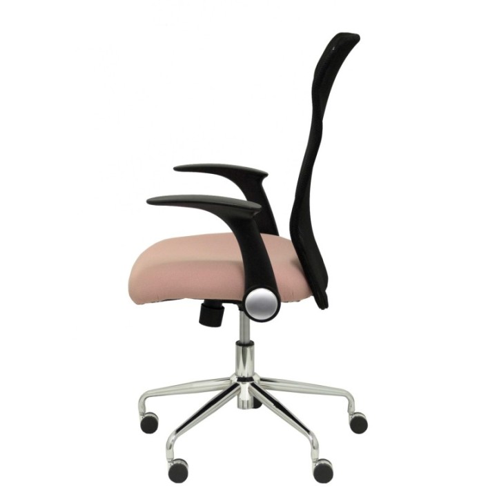 Silla Minaya respaldo malla negro asiento bali rosa pálido