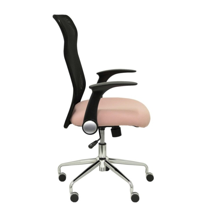 Silla Minaya respaldo malla negro asiento bali rosa pálido
