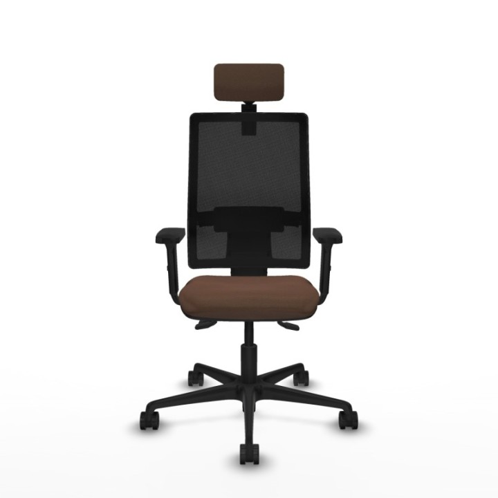 Bormate asincro malla negra bali marrón oscuro brazos 2D base nailon cabecero 2D ruedas 65mm nailon