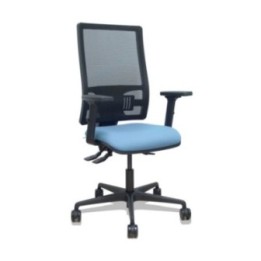 Silla Bormate asincro malla negra asiento bali azul cielo brazos 2D ruedas 65mm