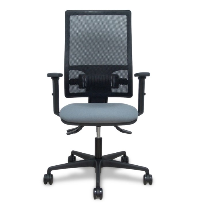 Silla Bormate asincro malla negra asiento bali gris brazos 2D ruedas 65mm