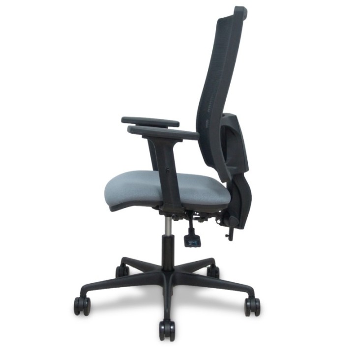 Silla Bormate asincro malla negra asiento bali gris brazos 2D ruedas 65mm