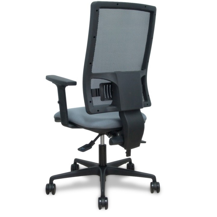 Silla Bormate asincro malla negra asiento bali gris brazos 2D ruedas 65mm