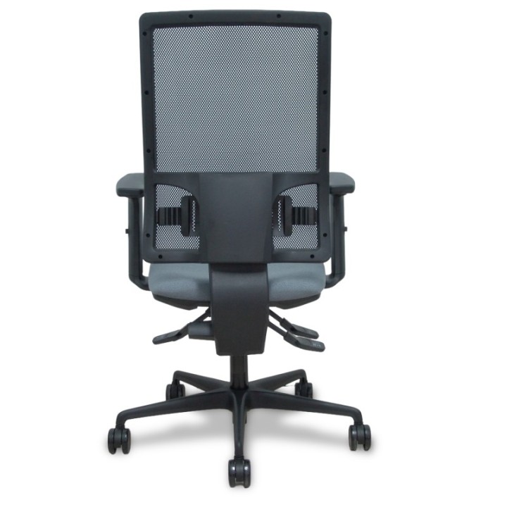 Silla Bormate asincro malla negra asiento bali gris brazos 2D ruedas 65mm