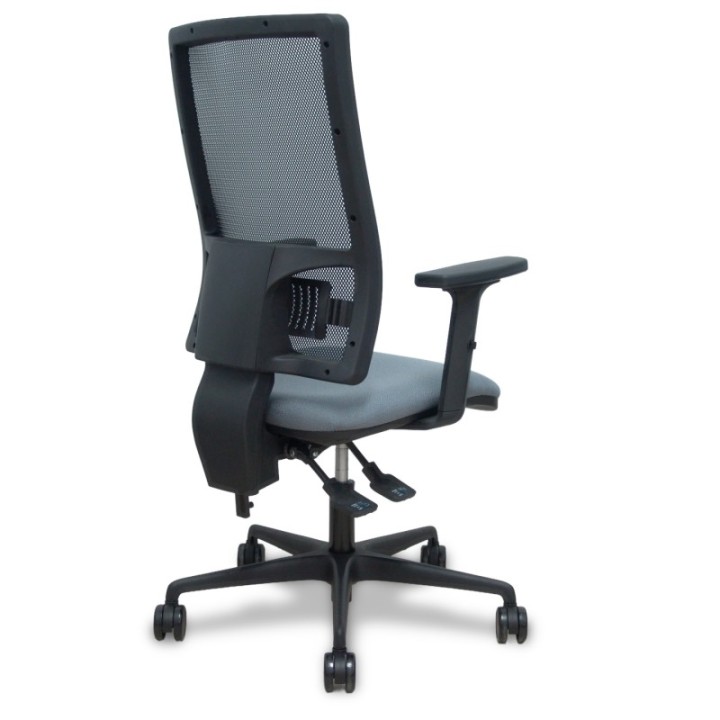 Silla Bormate asincro malla negra asiento bali gris brazos 2D ruedas 65mm