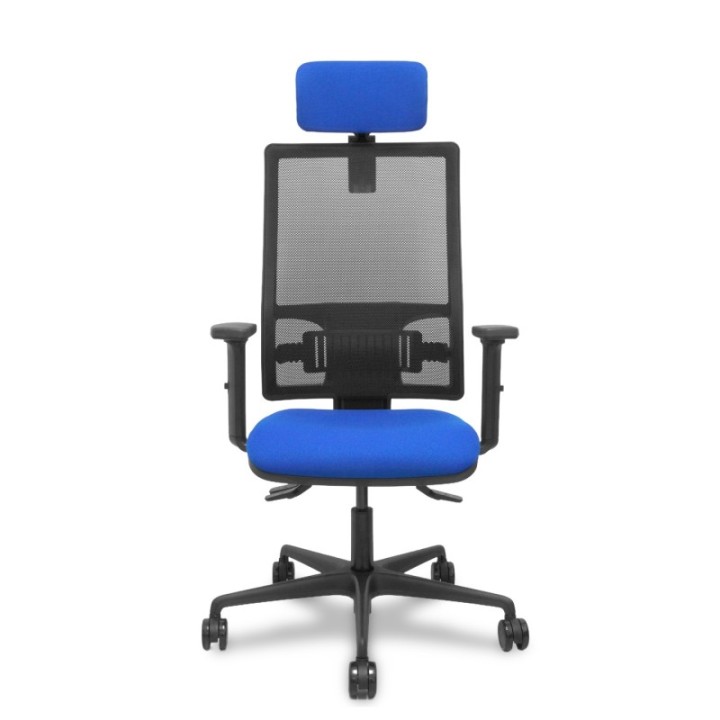 Silla Bormate asincro malla negra asiento bali azul brazos 2D ruedas 65mm cabecero regulable