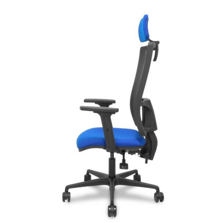 Silla Bormate asincro malla negra asiento bali azul brazos 2D ruedas 65mm cabecero regulable
