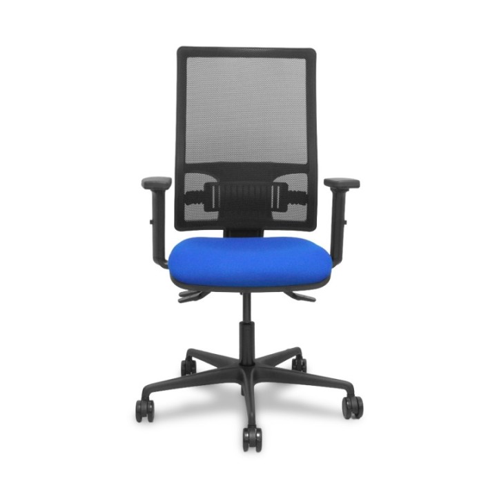 Silla Bormate asincro malla negra asiento bali azul brazos 2D ruedas 65mm