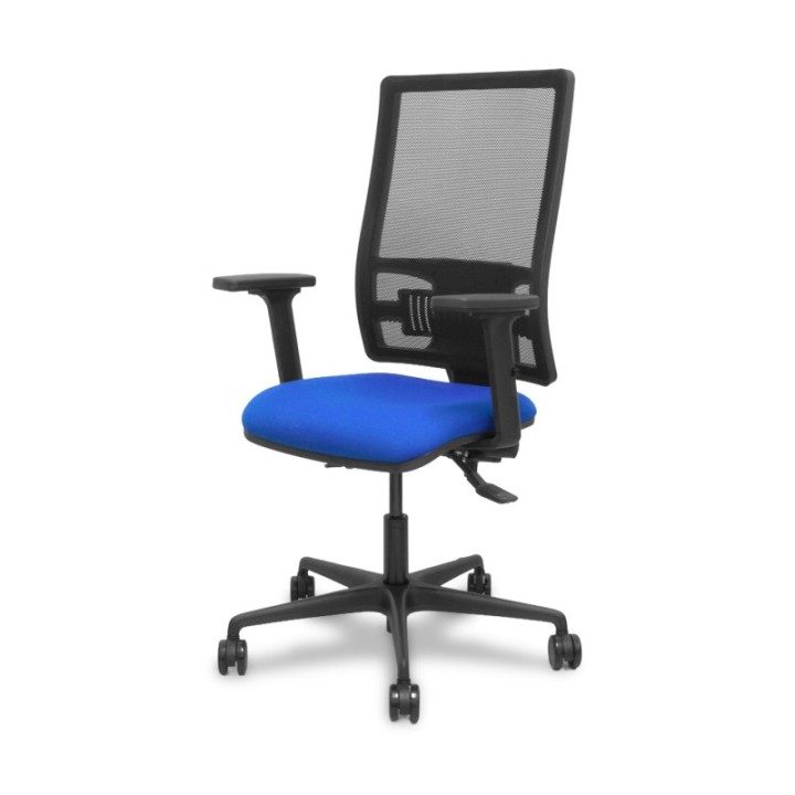 Silla Bormate asincro malla negra asiento bali azul brazos 2D ruedas 65mm