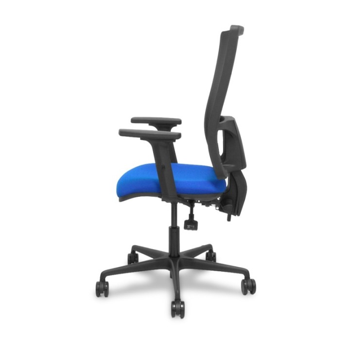 Silla Bormate asincro malla negra asiento bali azul brazos 2D ruedas 65mm