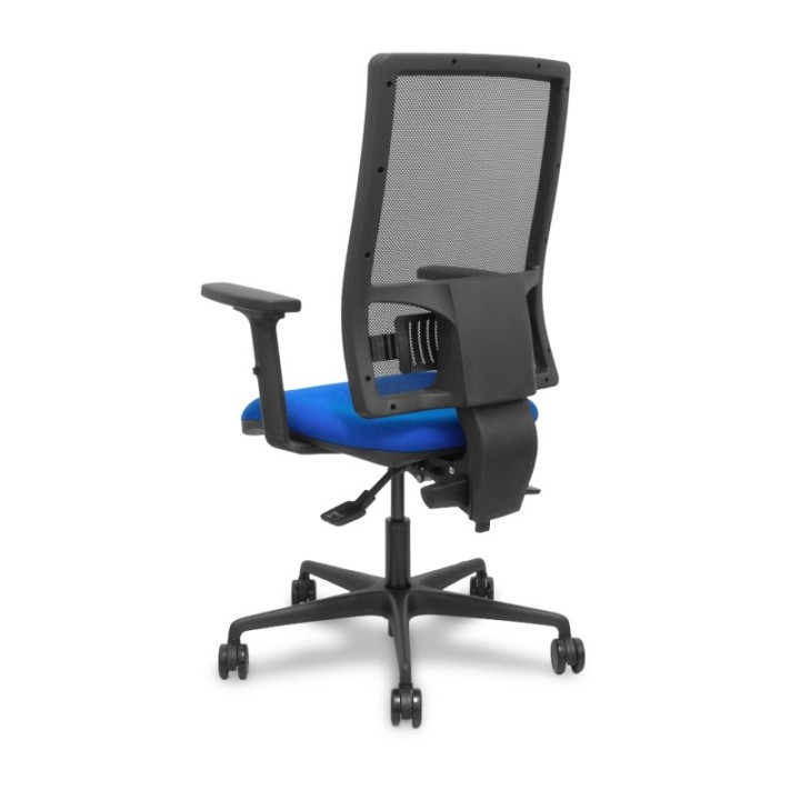 Silla Bormate asincro malla negra asiento bali azul brazos 2D ruedas 65mm