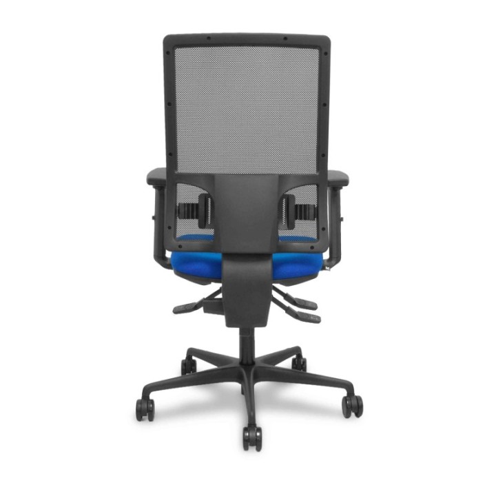 Silla Bormate asincro malla negra asiento bali azul brazos 2D ruedas 65mm