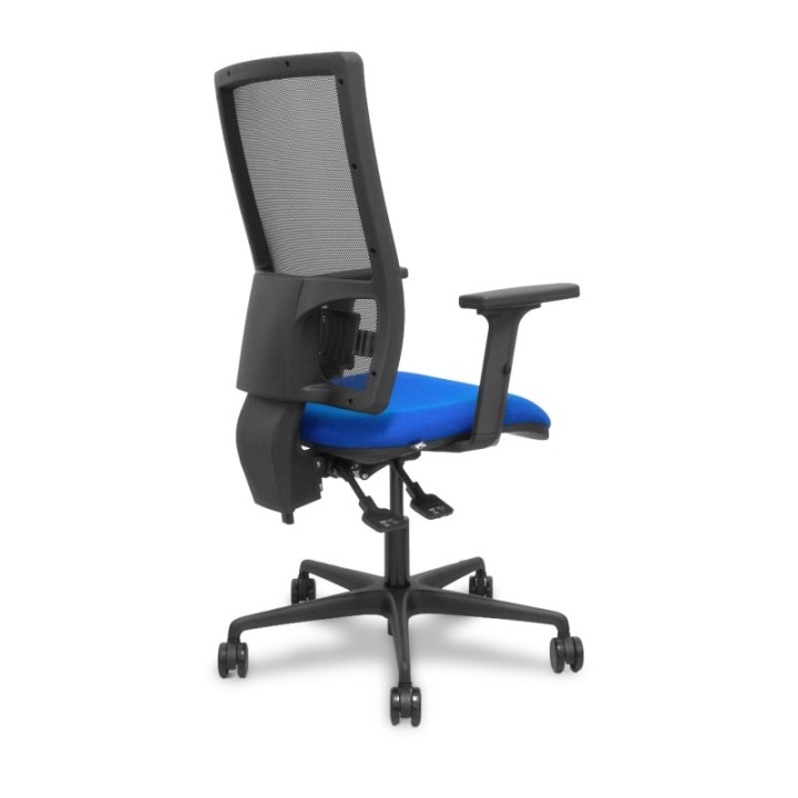 Silla Bormate asincro malla negra asiento bali azul brazos 2D ruedas 65mm