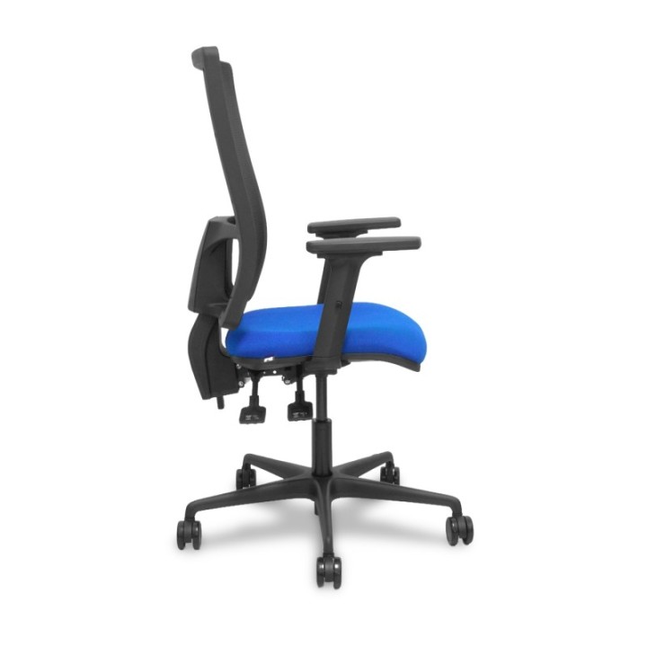 Silla Bormate asincro malla negra asiento bali azul brazos 2D ruedas 65mm