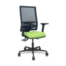 Silla Bormate asincro malla negra asiento bali pistacho brazos 2D ruedas 65mm