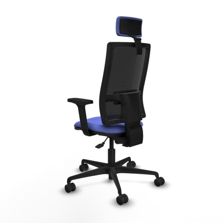 Silla Bormate asincro malla negra asiento bali azul claro brazos 2D ruedas 65mm cabecero regulable
