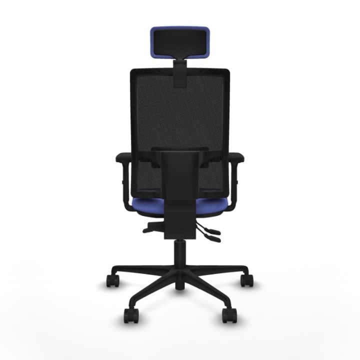 Silla Bormate asincro malla negra asiento bali azul claro brazos 2D ruedas 65mm cabecero regulable