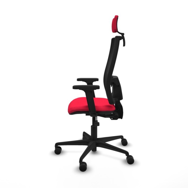 Silla Bormate asincro malla negra asiento bali rojo brazos 2D ruedas 65mm cabecero regulable