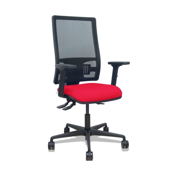 Silla Bormate asincro malla negra asiento bali rojo brazos 2D ruedas 65mm