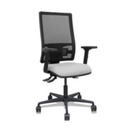 Silla Bormate asincro malla negra asiento bali gris claro brazos 2D ruedas 65mm