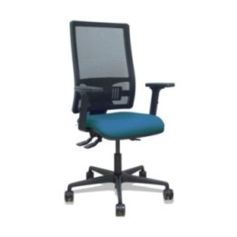 Silla Bormate asincro malla negra asiento bali verde petróleo brazos 2D ruedas 65mm