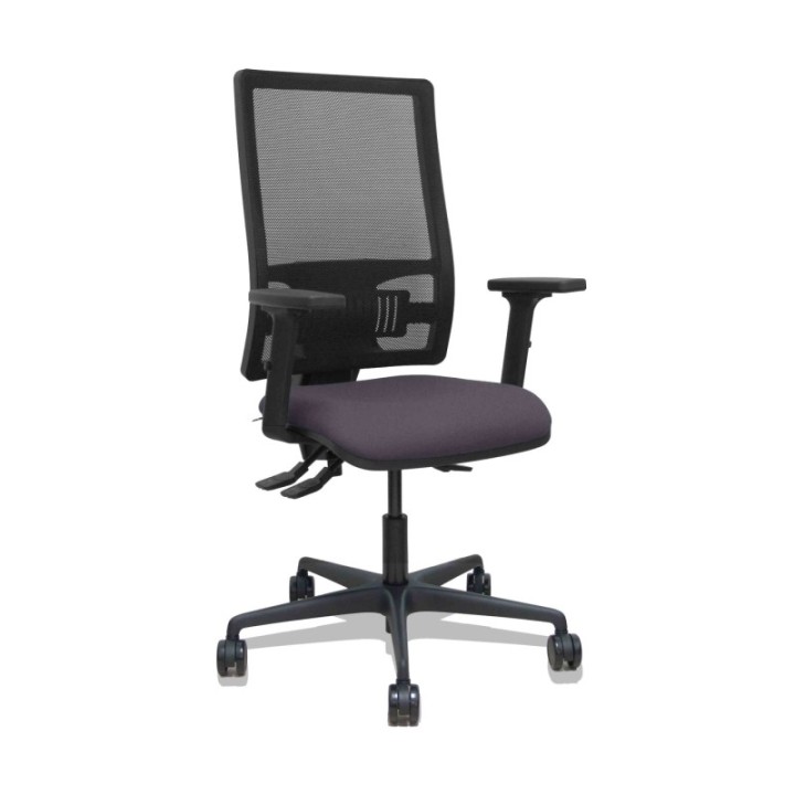 Silla Bormate asincro malla negra asiento bali gris oscuro brazos 2D ruedas 65mm