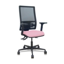 Silla Bormate asincro malla negra asiento bali rosa brazos 2D ruedas 65mm