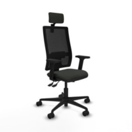 Silla Bormate asincro malla negra asiento bali negro brazos 2D ruedas 65mm cabecero regulable